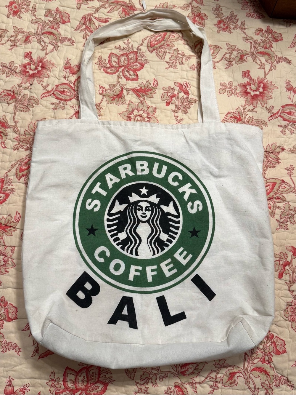 Starbucks Bali Canvas Tote in White with Green and Black Logo